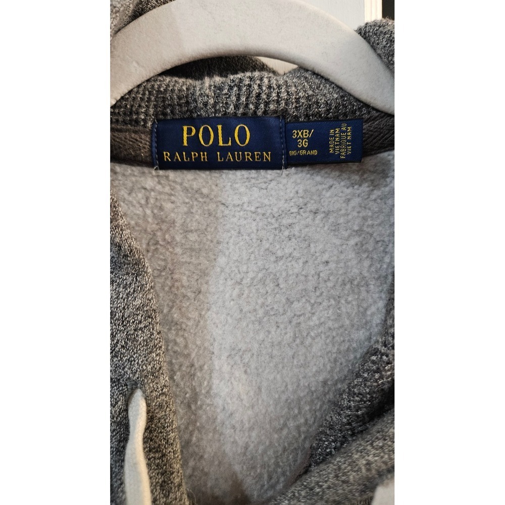 Blokecore Ralph Lauren Mens Heather Grey Full Zip Hoodie Big & Tall 3XB Pony Log - Picture 3 of 7